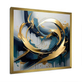 Golden grey Abstract Fractal Whirls of serenity II - Abstract Canvas Wall Art