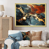 Gold and Green Serene abstract marble dream V - Abstract Canvas Wall Art