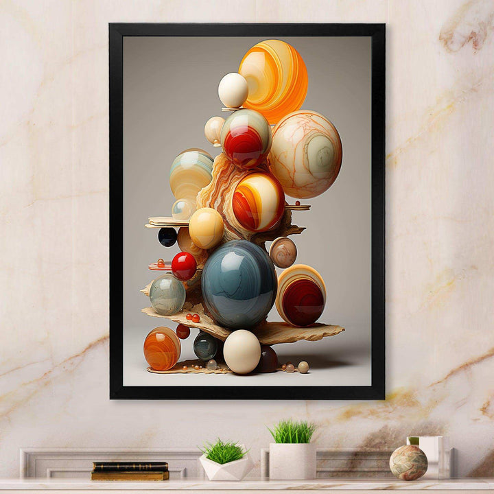 Abstract geometric marbles pyramid II - Abstract Canvas Wall Art
