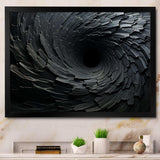 Black Spiraling fractal sprial - Abstract Canvas Wall Art