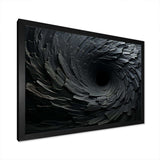 Black Spiraling fractal sprial - Abstract Canvas Wall Art