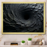 Black Spiraling fractal sprial - Abstract Canvas Wall Art