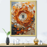 Orange and white abstract spiral collage - Abstract Canvas Wall Art