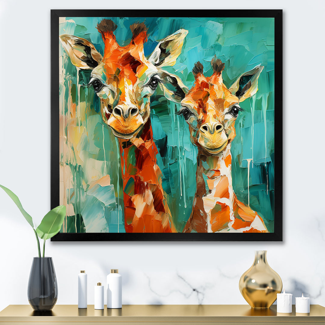 Majestic Giraffe Melody - Orange Giraffe Wall Art