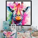 Colorful Majestic Giraffe Melody - Pink Giraffe Wall Art