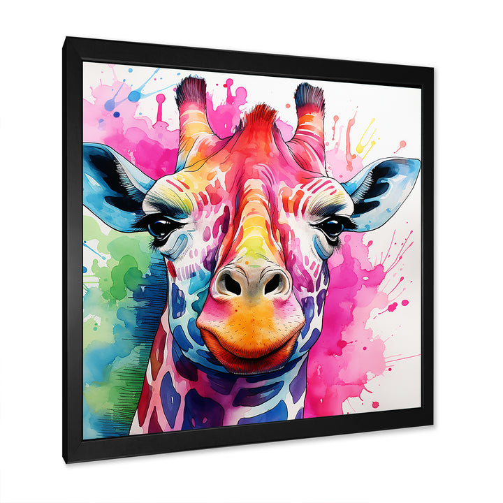 Colorful Majestic Giraffe Melody - Pink Giraffe Wall Art