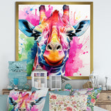 Colorful Majestic Giraffe Melody - Pink Giraffe Wall Art