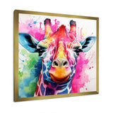 Colorful Majestic Giraffe Melody - Pink Giraffe Wall Art