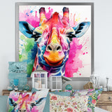 Colorful Majestic Giraffe Melody - Pink Giraffe Wall Art