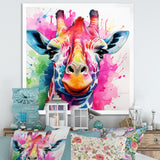 Colorful Majestic Giraffe Melody - Pink Giraffe Wall Art