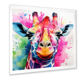 Colorful Majestic Giraffe Melody - Pink Giraffe Wall Art
