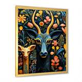 Yellow and green African Deer pattern - Deer Large Canvas Wall Art