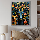 Yellow and green African Deer pattern - Deer Large Canvas Wall Art
