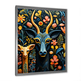 Yellow and green African Deer pattern - Deer Large Canvas Wall Art