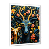 Yellow and green African Deer pattern - Deer Large Canvas Wall Art