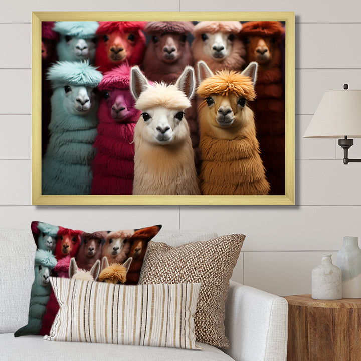 Colorful Alpacas Festive Fiesta - Alpaca Living Room Wall Art
