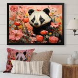 Panda blooms meadow - White Panda Wall Art