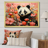 Panda blooms meadow - White Panda Wall Art