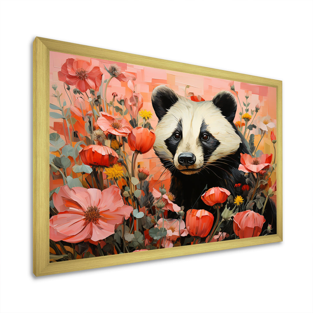 Panda blooms meadow - White Panda Wall Art