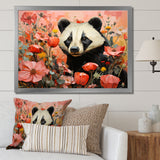 Panda blooms meadow - White Panda Wall Art