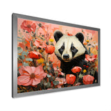 Panda blooms meadow - White Panda Wall Art