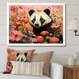 Panda blooms meadow - White Panda Wall Art