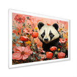 Panda blooms meadow - White Panda Wall Art