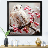 Snowy owl winter blooms perch II - Animals Canvas Wall Art