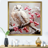 Snowy owl winter blooms perch II - Animals Canvas Wall Art