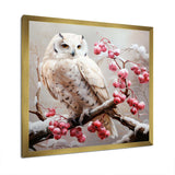 Snowy owl winter blooms perch II - Animals Canvas Wall Art