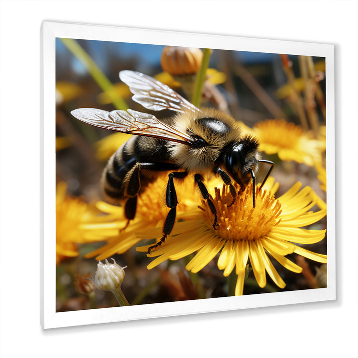 Pollen fuzzy buzz bumble bee - Bee Large Canvas Wall Art