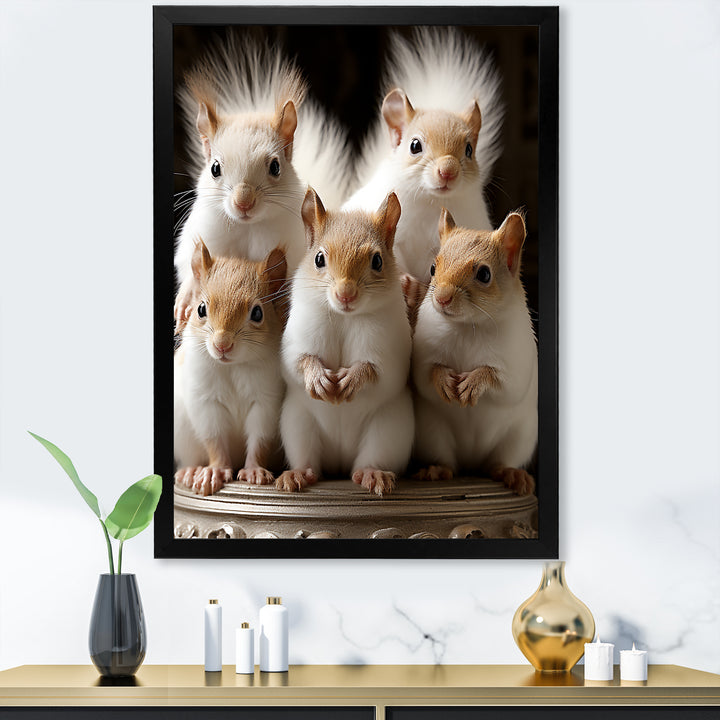 Charming Squirrel Gathering - Squirrel Living Room Wall Art