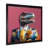 Yellow and pink Fashion first dressed Dinosaur - Dinosaur Large Canvas Wall Art