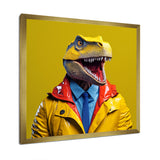 Yellow and blue Fashion first suited Dinosaur - Dinosaur Home Decor Art