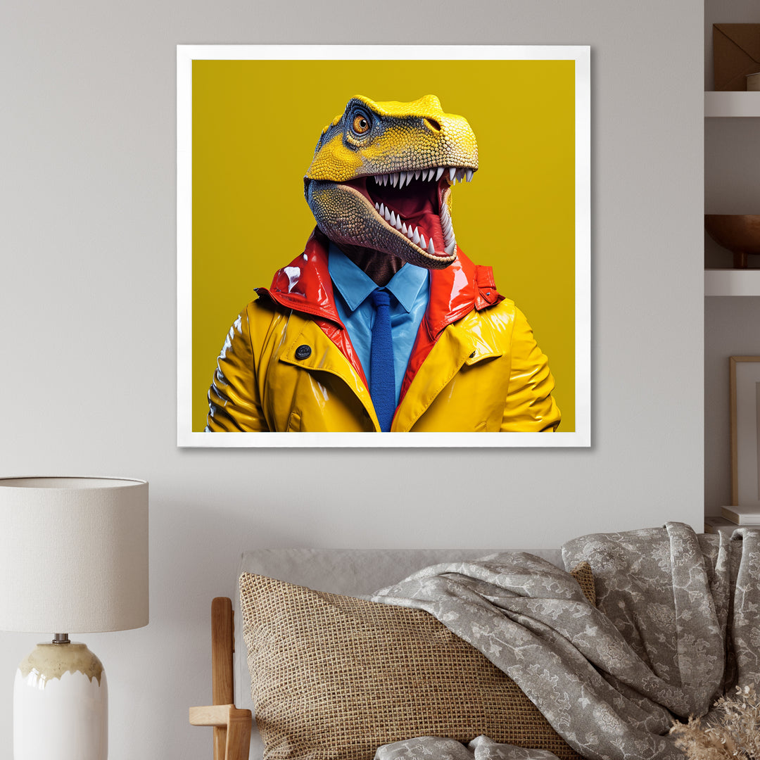 Yellow and blue Fashion first suited Dinosaur - Dinosaur Home Decor Art