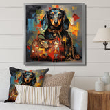Cute Dog dachshund portrait with L V bag - Dog Bedroom Wall Art