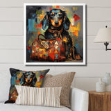 Cute Dog dachshund portrait with L V bag - Dog Bedroom Wall Art
