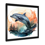 Forest Frolic Gradient Dolphin - Dolphin Canvas Wall Art
