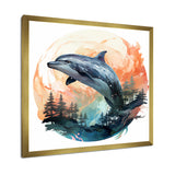 Forest Frolic Gradient Dolphin - Dolphin Canvas Wall Art