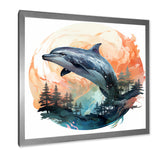 Forest Frolic Gradient Dolphin - Dolphin Canvas Wall Art