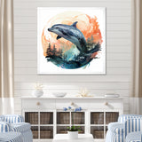 Forest Frolic Gradient Dolphin - Dolphin Canvas Wall Art