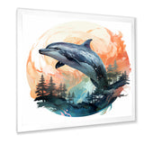 Forest Frolic Gradient Dolphin - Dolphin Canvas Wall Art