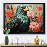 Green Vibrant floral Eagle Portrait - Eagle Wall Art Prints
