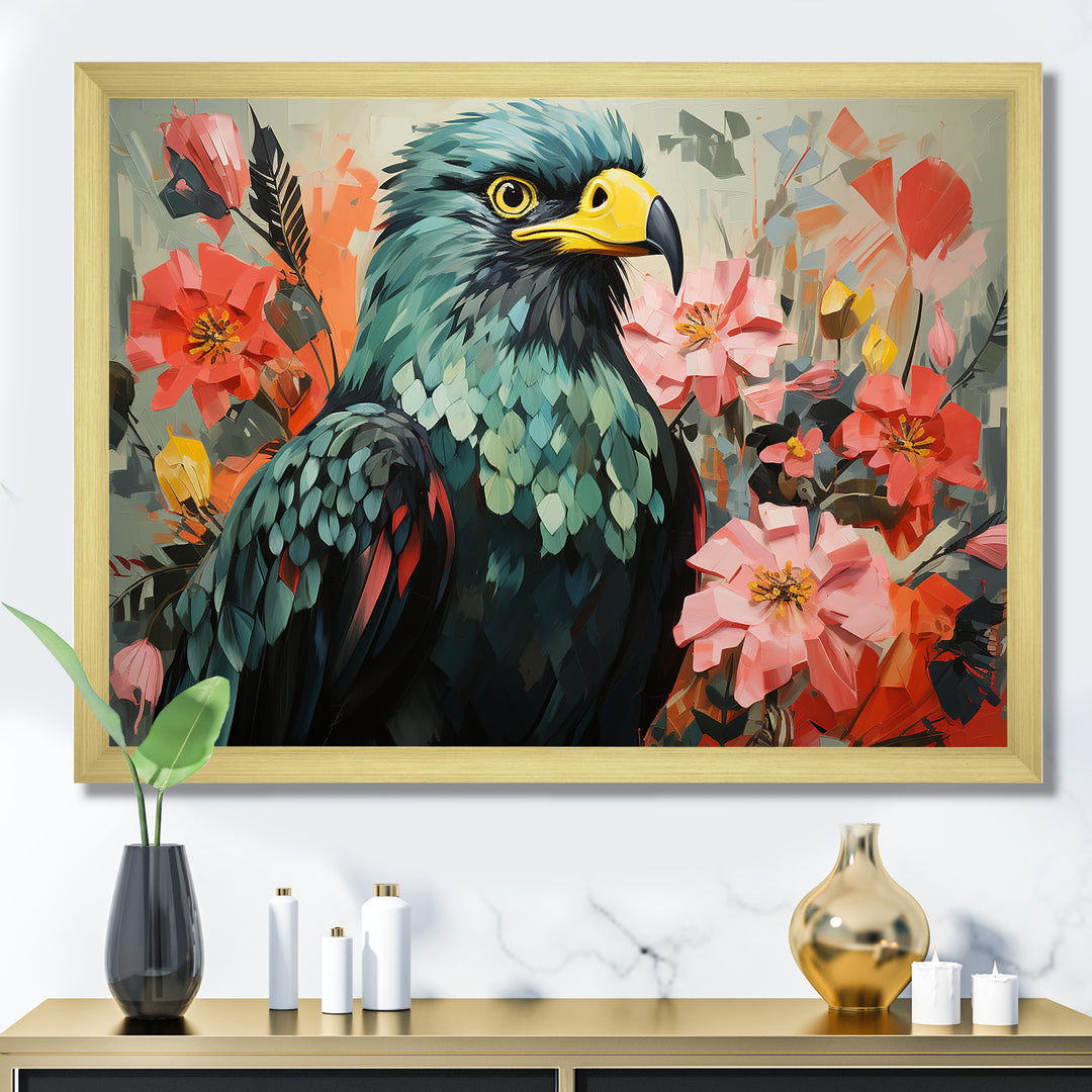 Green Vibrant floral Eagle Portrait - Eagle Wall Art Prints
