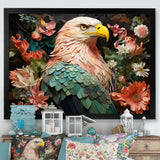 Pink Vibrant floral Eagle Portrait - Pink Eagle Wall Art