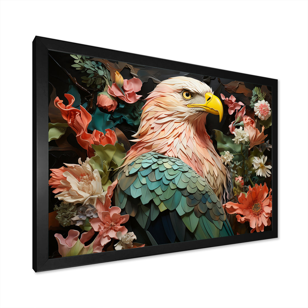 Pink Vibrant floral Eagle Portrait - Pink Eagle Wall Art