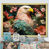 Pink Vibrant floral Eagle Portrait - Pink Eagle Wall Art