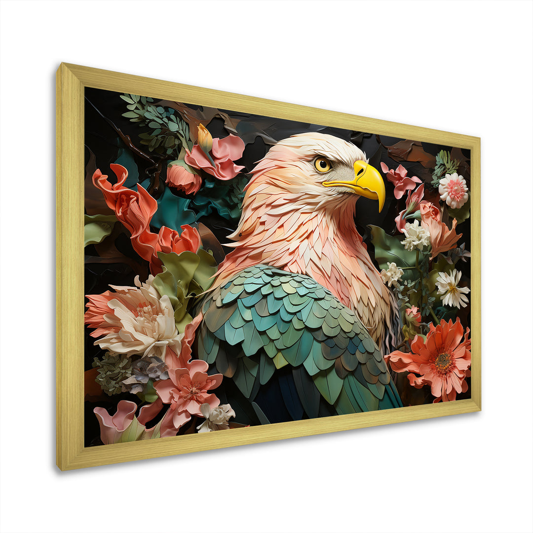 Pink Vibrant floral Eagle Portrait - Pink Eagle Wall Art