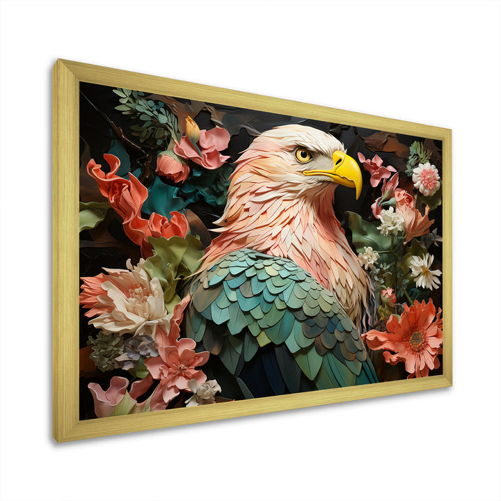 Pink Vibrant floral Eagle Portrait - Pink Eagle Wall Art