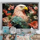 Pink Vibrant floral Eagle Portrait - Pink Eagle Wall Art